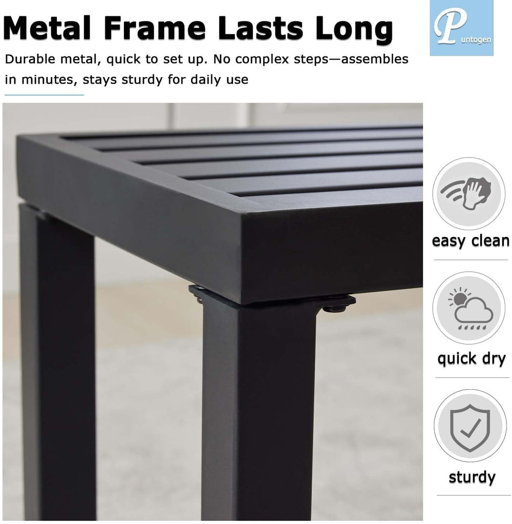 Black Outdoor Bench, Outdoor Metal Backless Bench Set of 2, 46" Patio Ga...
