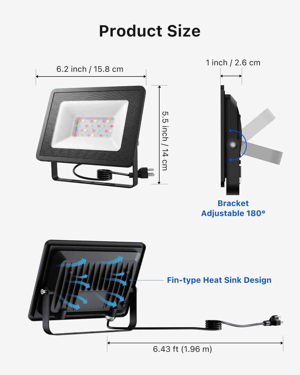FALOVE 4 Pack Outdoor RGBW Flood Lights by Dual Remote for Halloween Decor