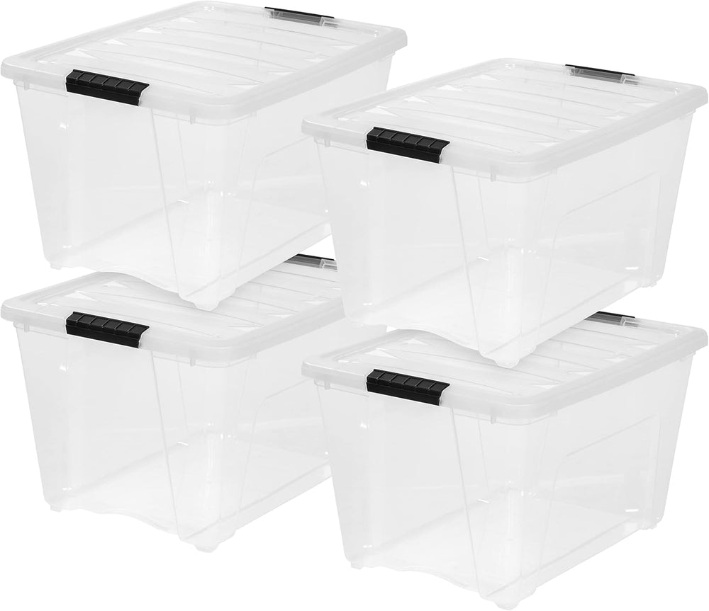IRIS USA 4-Pack 54 Quart Storage Bins with Lids, Clear