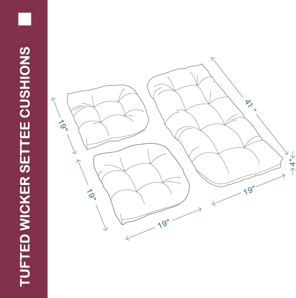 Outdoor Wicker Chair Cushions 3 Pieces, Burgundy
