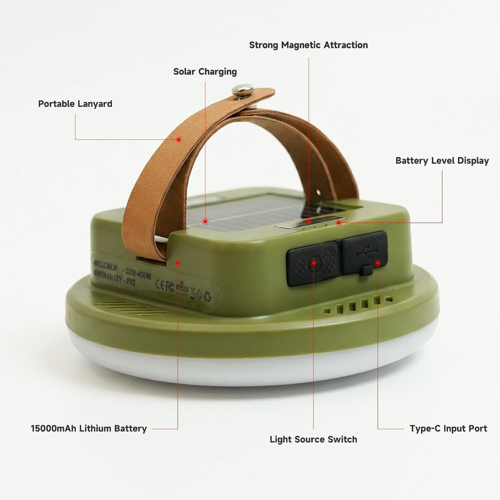 2400LM Ultra Bright Tent Light with Remote, 15000mAh Solar Camping Lantern