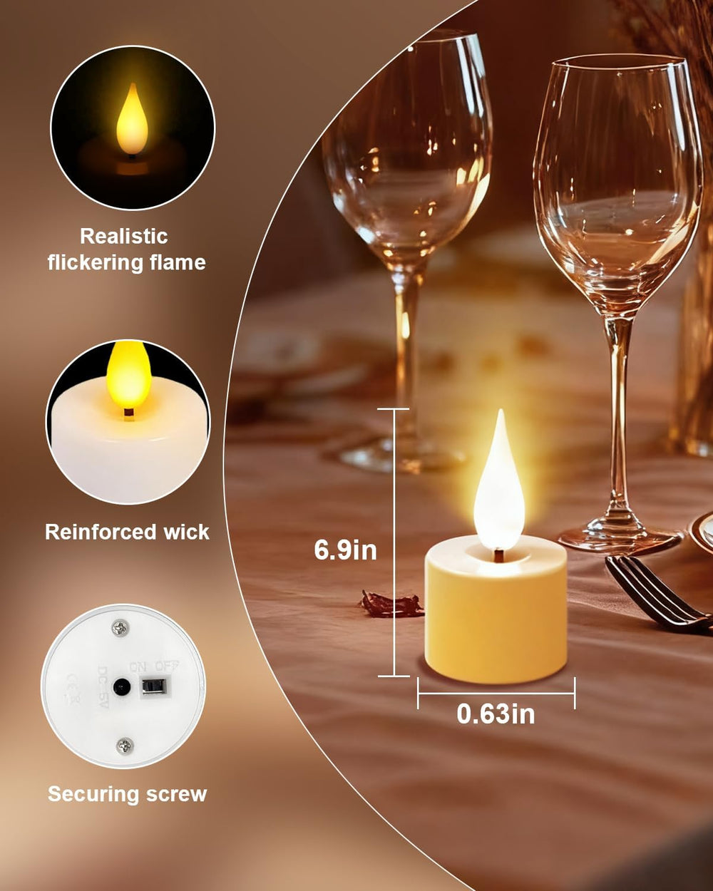 12 Pack Tea Lights Candles Battery Operated with Charging Dock, Remote Contro...