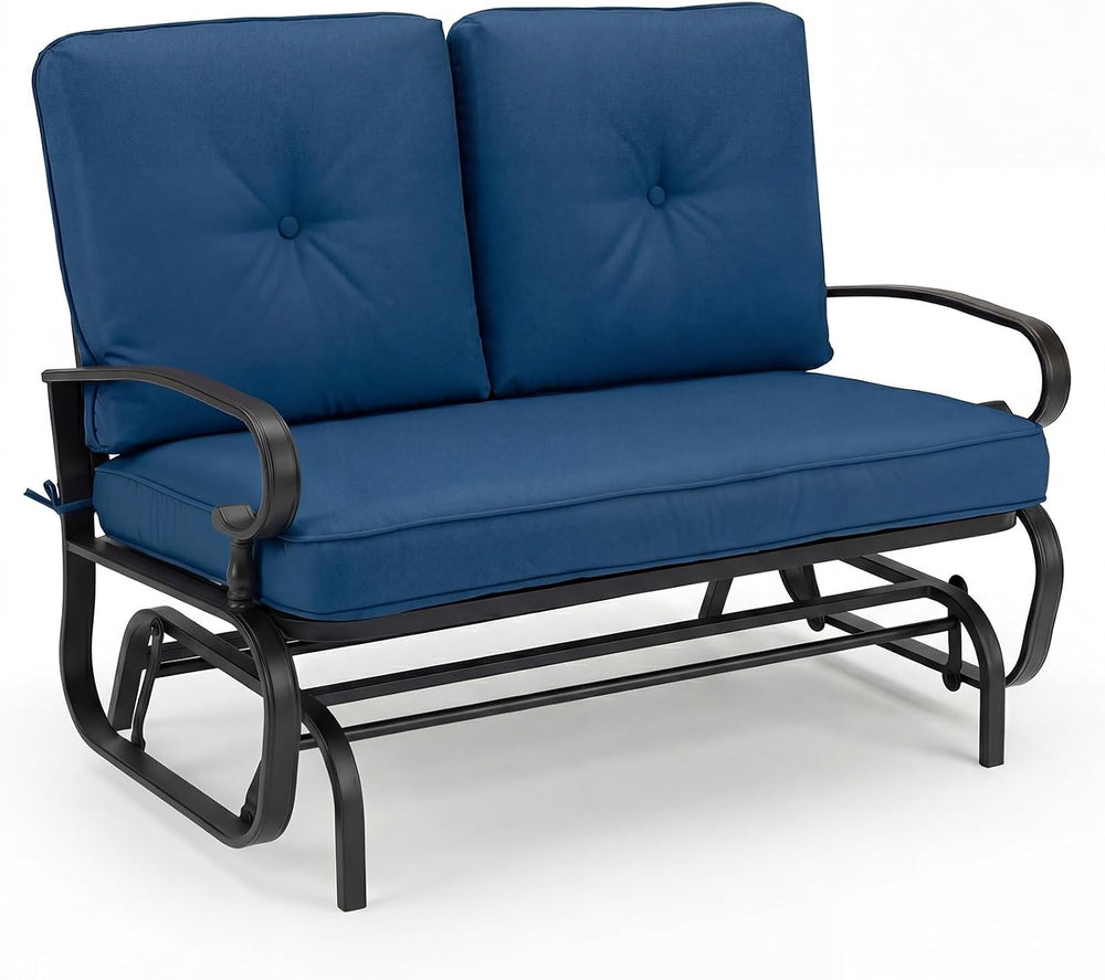 HAPPYGRILL Outdoor Swing Glider Bench Patio Loveseat Glider with Comfortable ...