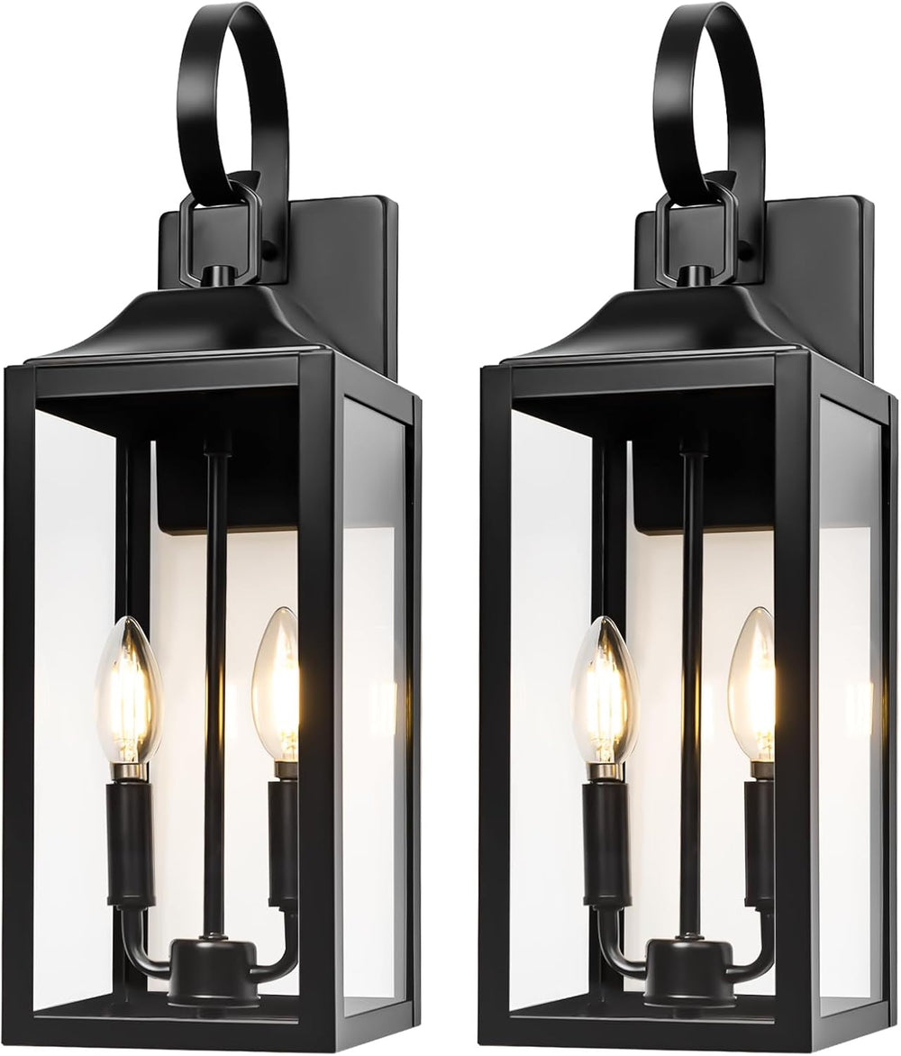 19" Large Black Outdoor Wall Lights, Waterproof Exterior Lighting Fixtures