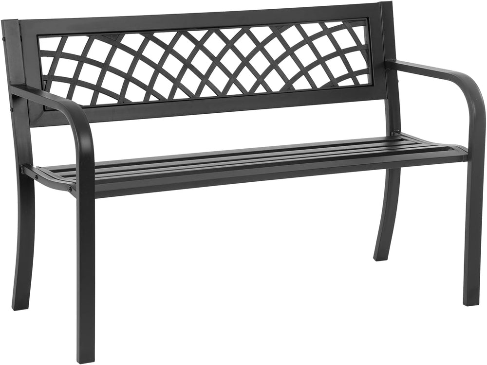 BestMassage | 45.5" Outdoor Garden Bench | Black | 400lbs Load Capacity