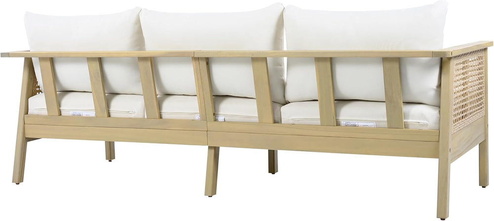 Christopher Knight Home Teras Acacia Wood Outdoor 3 Seater Sofa with PE Wicke...
