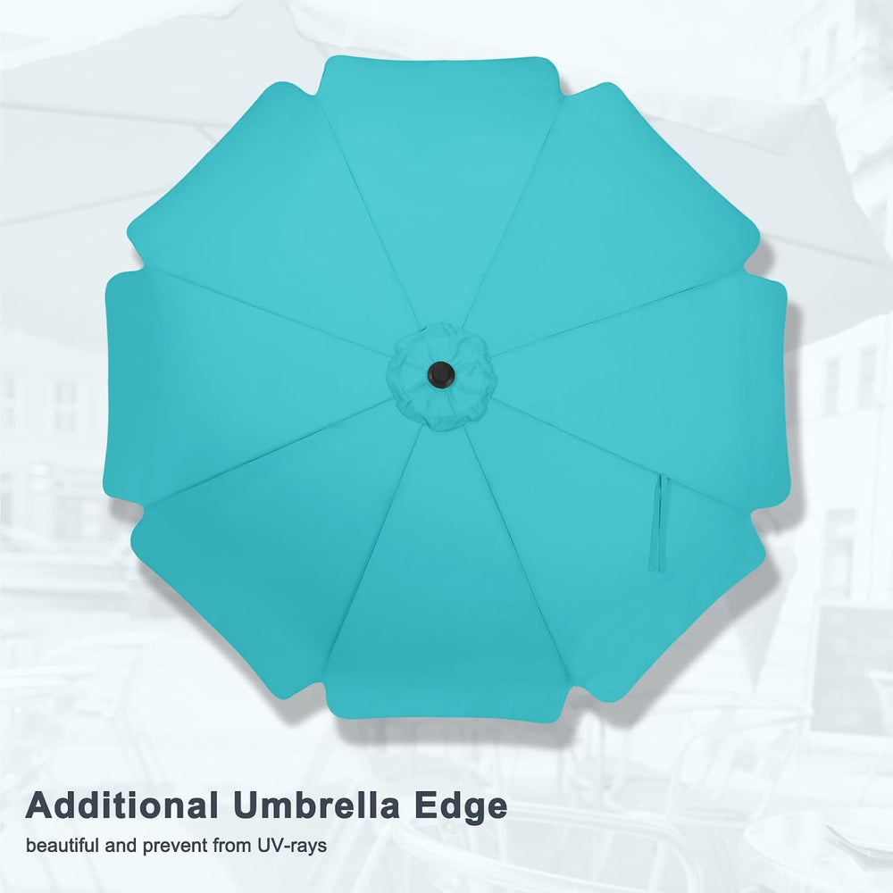 MASTERCANOPY 9ft Scalloped Valance Patio Umbrella, Crank & Tilt, Turquoise