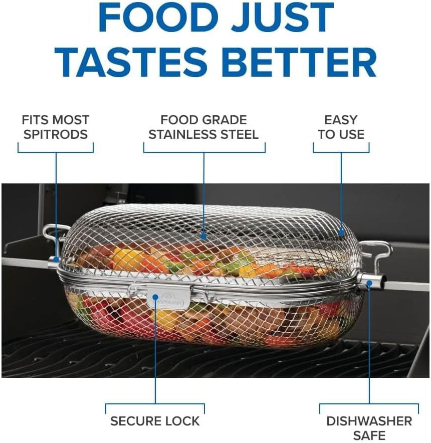 Napoleon Rotisserie Grill Basket - Stainless Steel, Fits Standard Spit Rods, ...