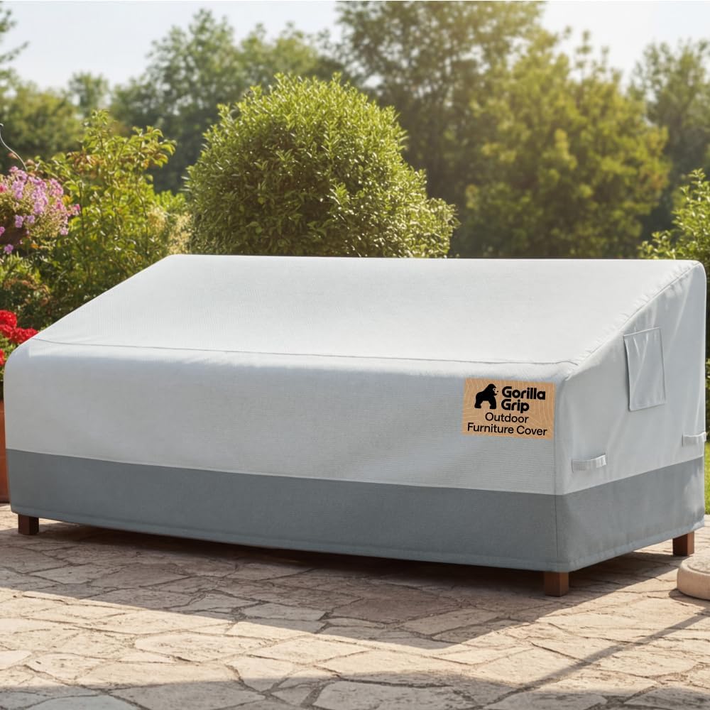 GORILLA GRIP Waterproof Outdoor Patio Sofa Cover, 80 Inch, Silver