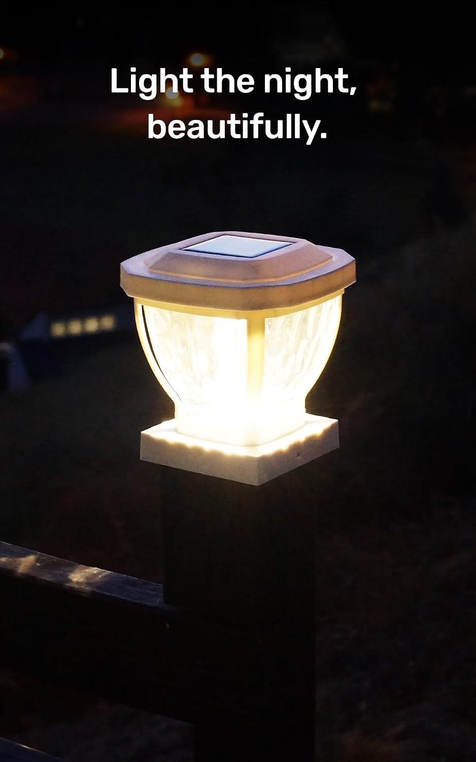 Home Zone Living 2PK Solar Post Cap Lights, Decorative Glass LED, White