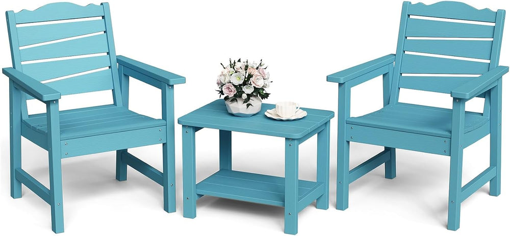 Patio Chairs Set, 3 Pieces Weatherproof HIPS Outdoor Furniture, Patio Chairs ...