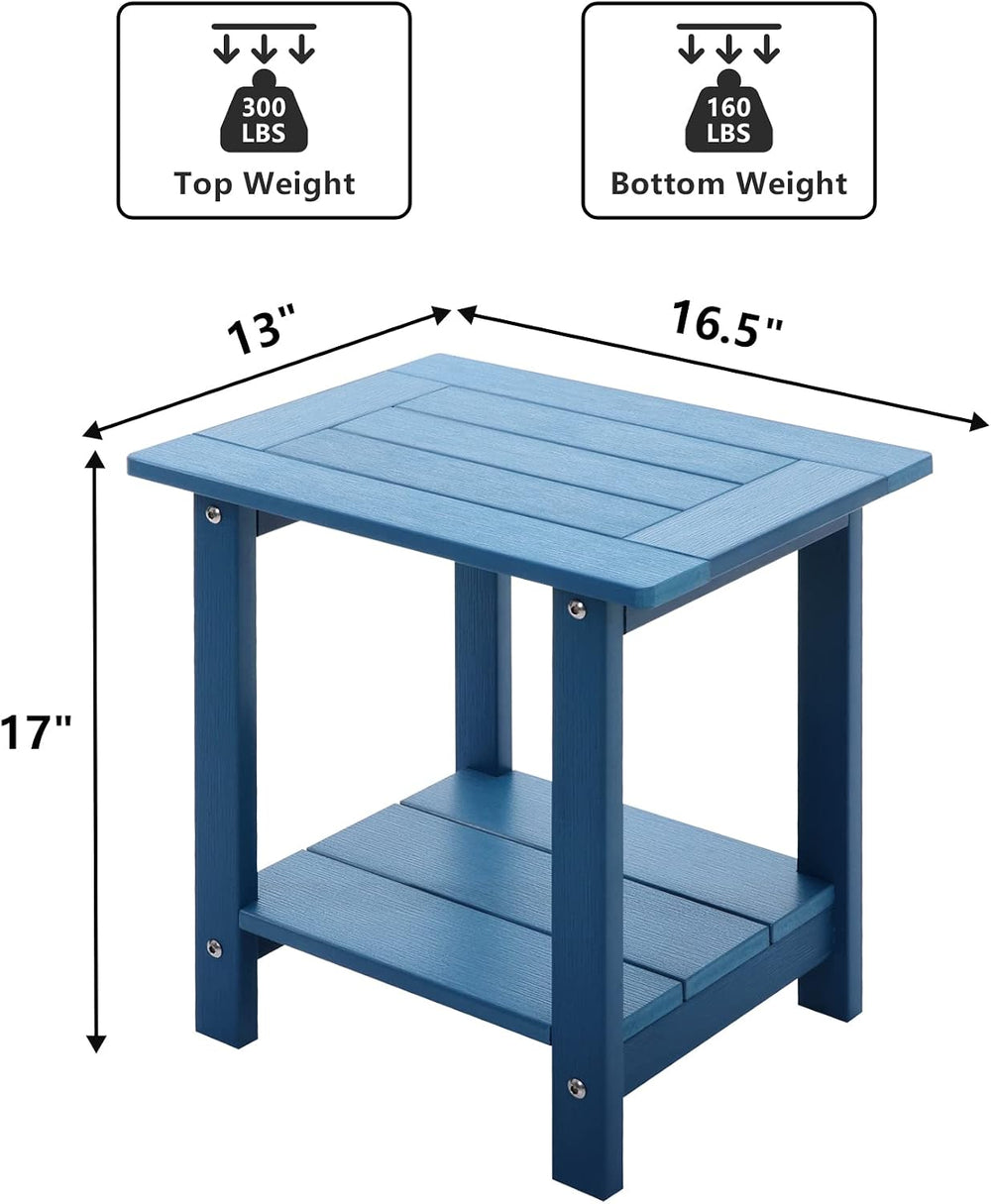 Meluvici Double Adirondack Outdoor Side Table Weather Resistant, Outdoor Rect...