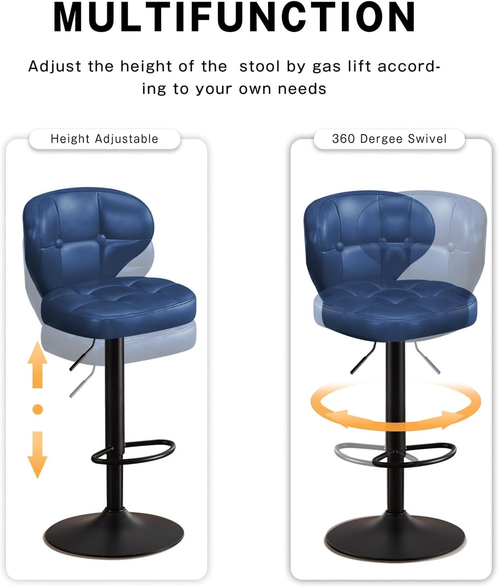 Bar Stools Set of 6, Adjustable Swivel Bar Chairs with 360° Rotation, Padded ...