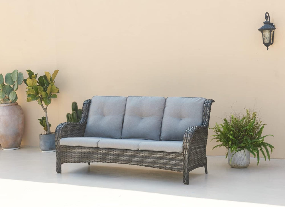 3-Seat Outdoor Wicker Sofa PE Rattan Patio Couch with Cushions,Deep Seat High...
