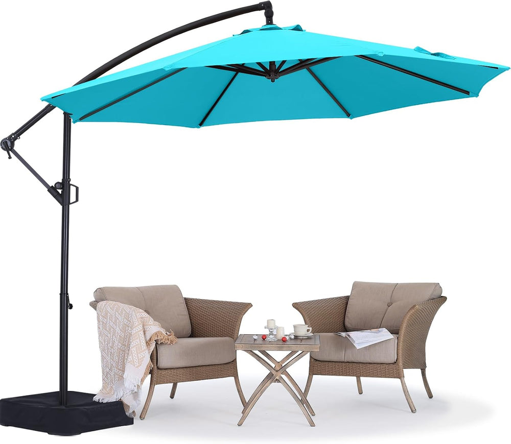 ABCCANOPY 10FT Cantilever Umbrella with Base and Weights Bag, Turquoise