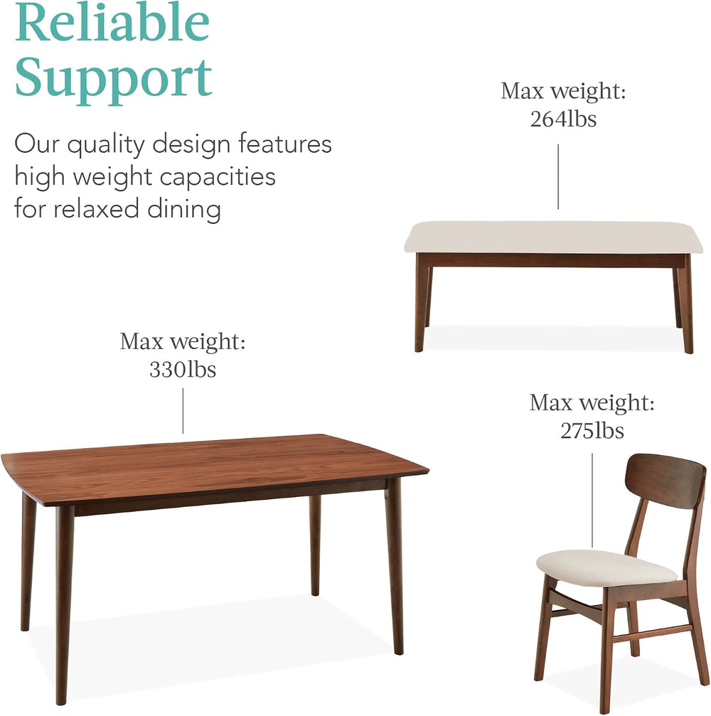 Best Choice Products 6-Piece Wooden Dining Set, Mid-Century Modern Table &...