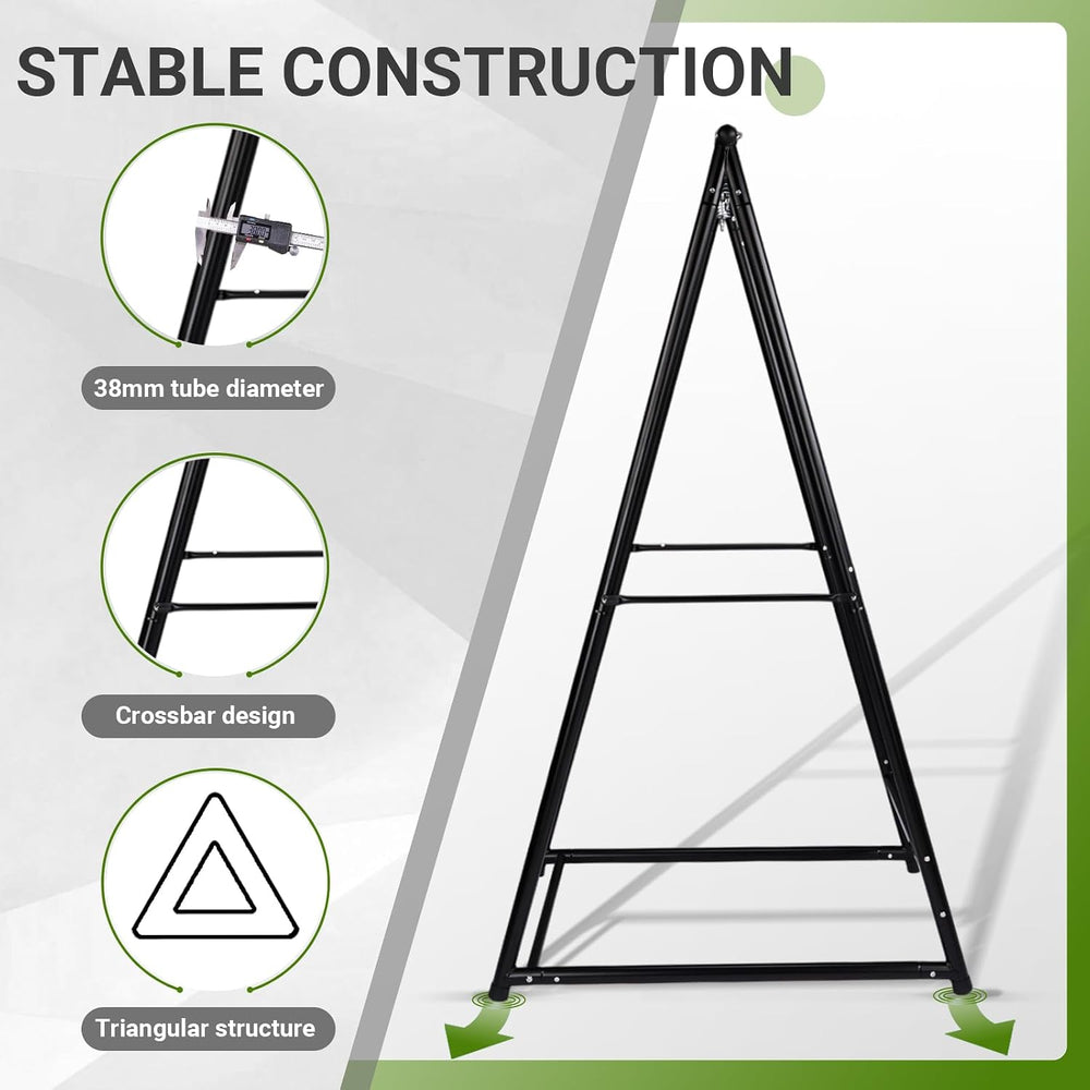 Outdoor Hammock Chair Stand, Heavy Duty A-Frame Metal Swing Stand with Powder...
