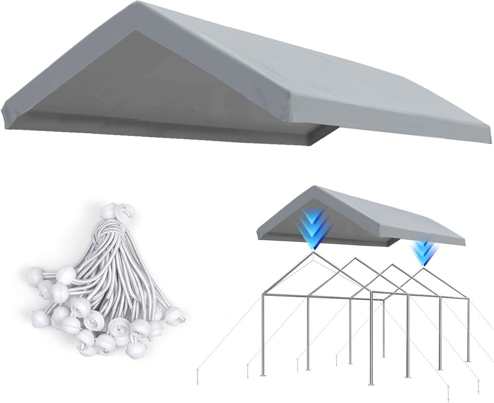 ADVANCE OUTDOOR 10x20 ft Carport Replacement Top Cover, Heavy Duty Waterproof...