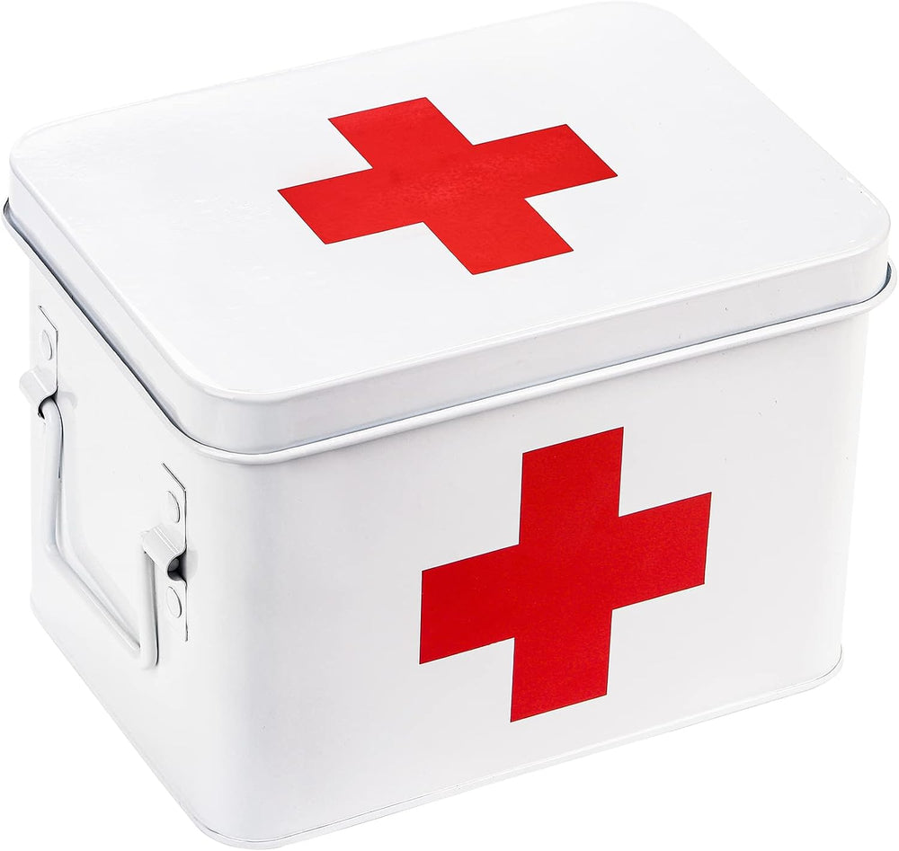 WUWEOT Metal First aid Box, Divided Medicine Tin First Aid Kit, Vintage Antiq...