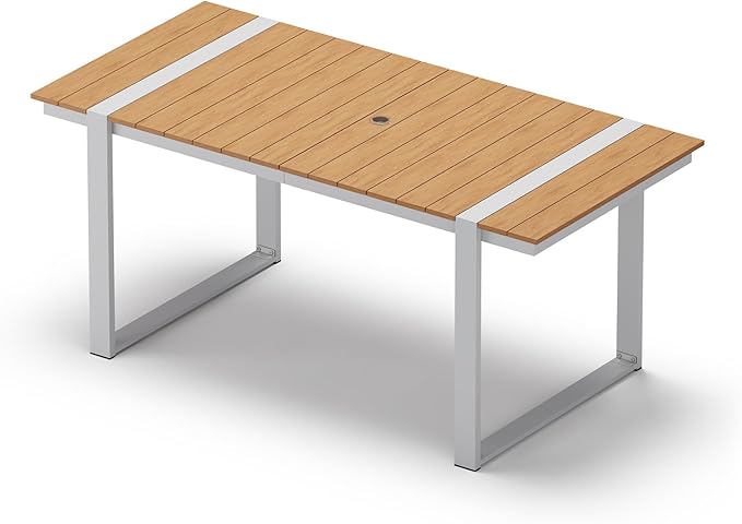 Outdoor Dining Table for 6, HDPS+ Aluminum Patio Dning Table with U-Shape Leg...