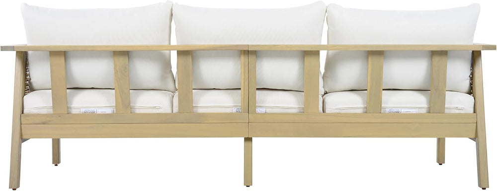 Christopher Knight Home Teras Acacia Wood Outdoor 3 Seater Sofa with PE Wicke...