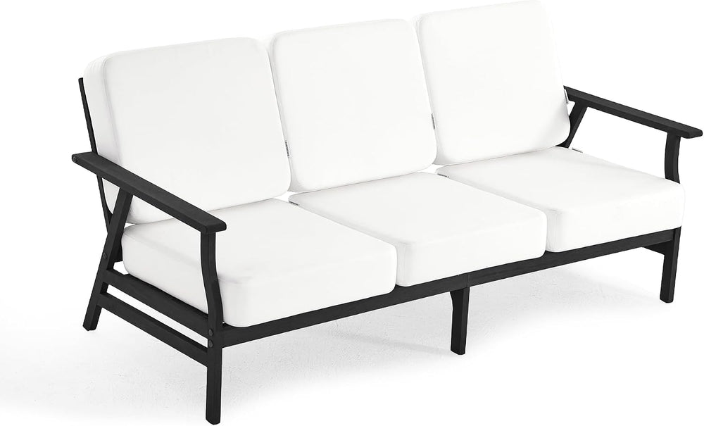 Pia Ricoo Outdoor Premium Teak Wood Couch with Armrests, All‑Weather Outdoor ...