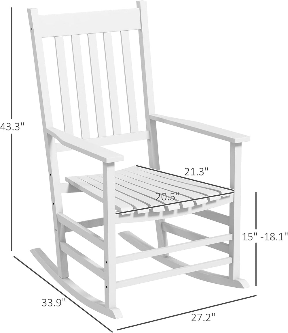 Outsunny Outdoor Rocking Chair Set of 2 High Density Wooden Rockers White