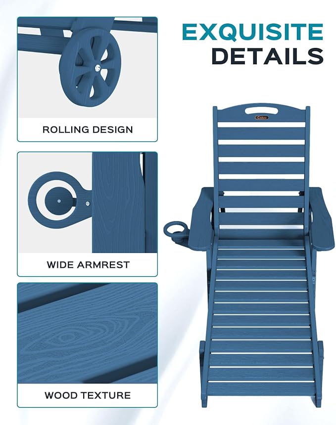 Ciokea Lounge Chair Outdoor, Oversized Chaise Lounge Chair with 5 Positions, ...