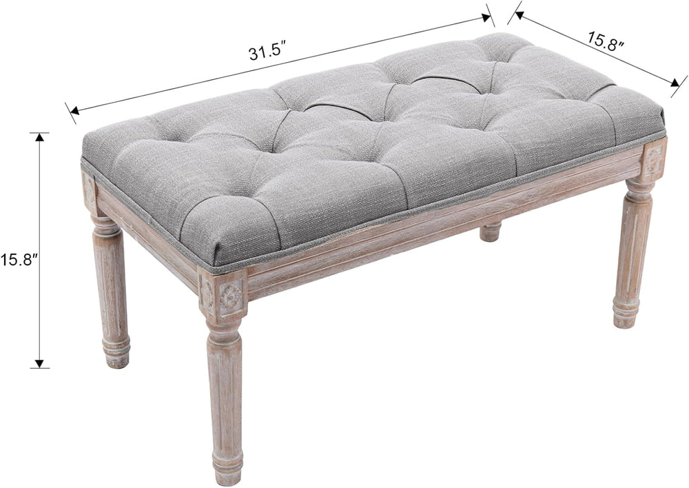 Kmax Tufted Entryway Bench, Upholstered Rustic Ottoman Bench, 31.5" x 15...