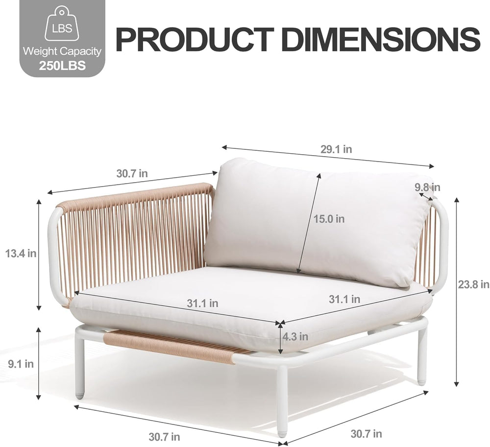 7 Piece Modern Outdoor Sectional Sofa, 31" Oversized Low-Profile Sofa Set