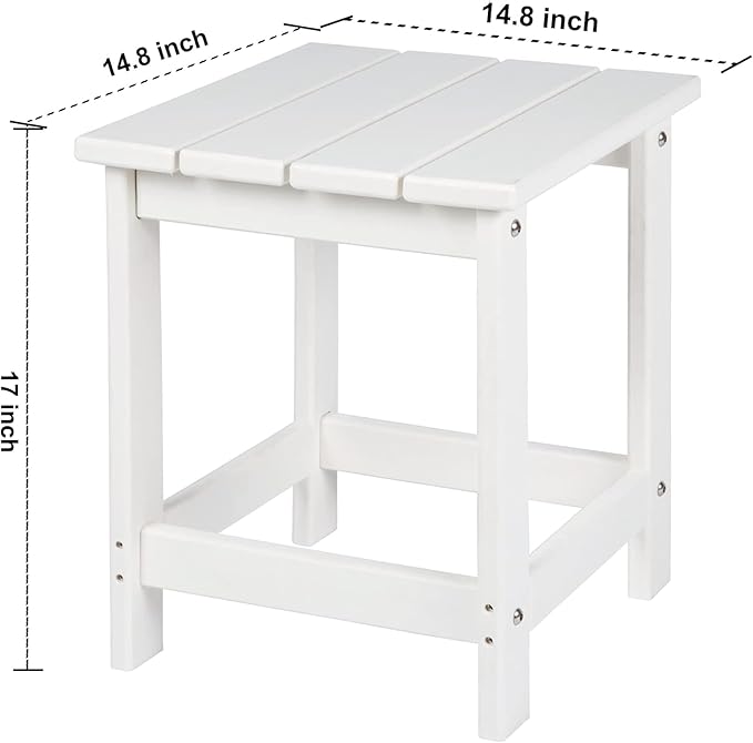 LZRS Adirondack Square Outdoor Side Table for Patio, Pool Composite Patio Tab...