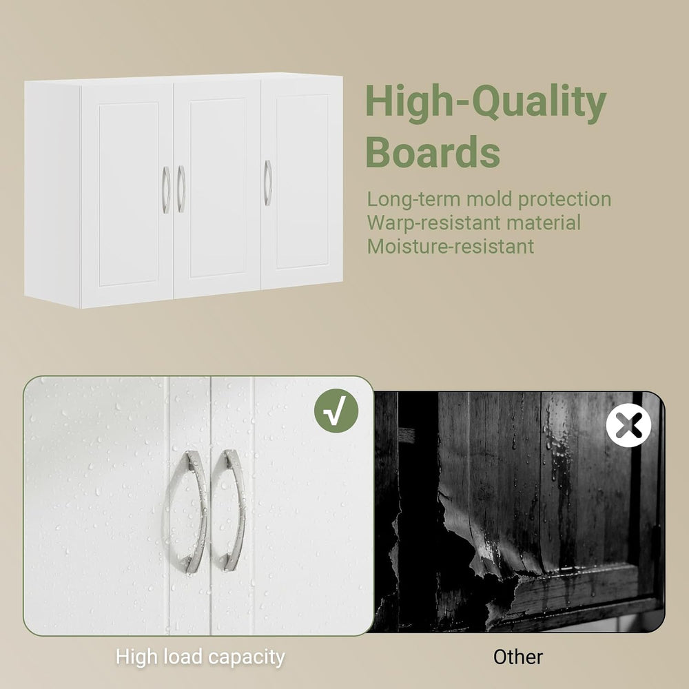 SoBuy Bathroom Wall Cabinet, Large 3-Door, 23.6 x 11.8 x 35.4 in, White