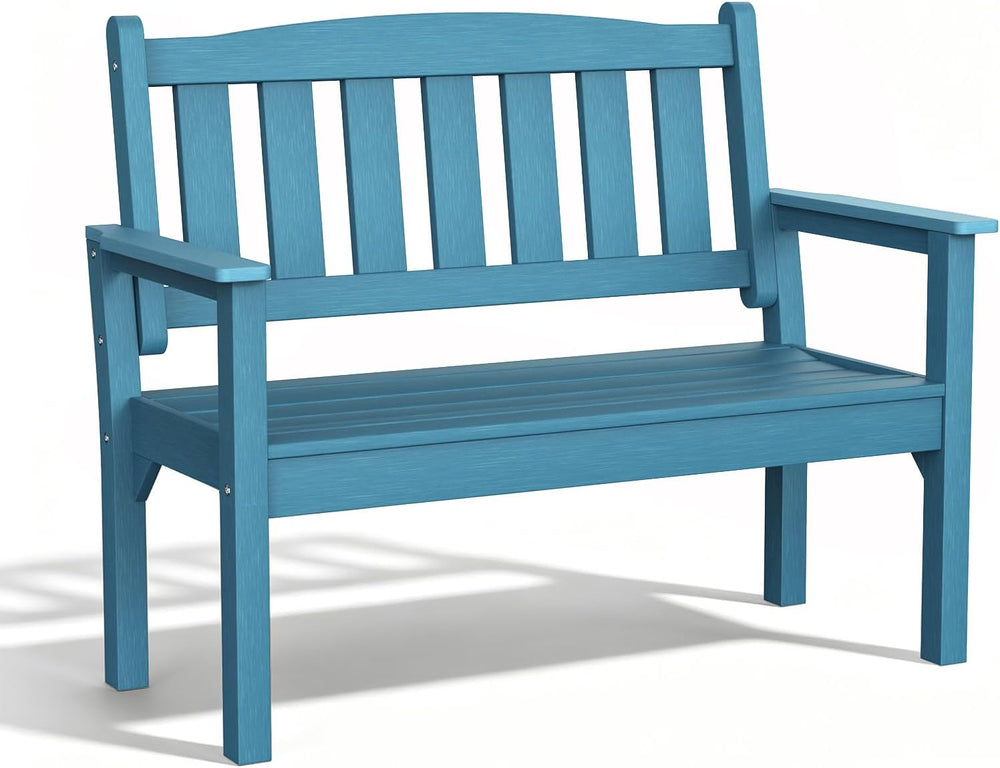 2-Person Poly Lumber Outdoor Bench with 700 Lbs Capacity, Blue