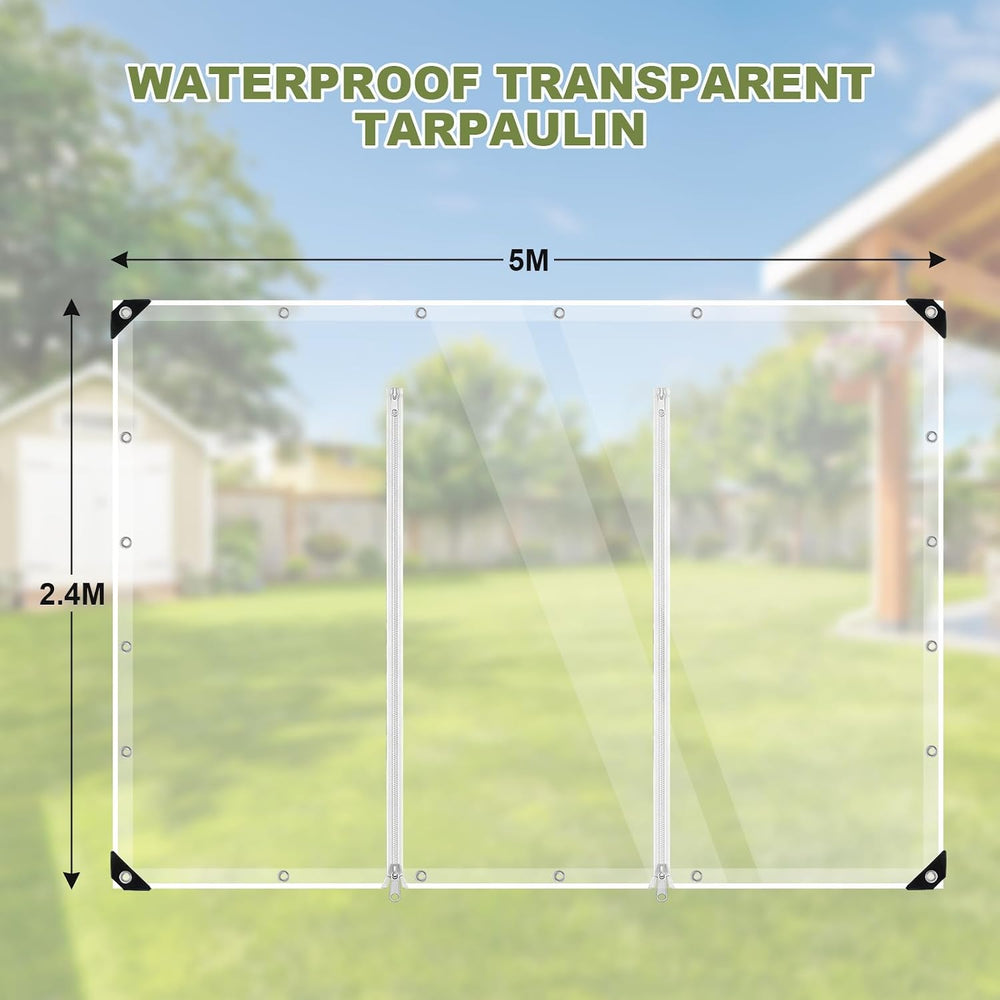 Clear Outdoor Curtains Patio Double Zippers Door Enclosure 95" W x 197&q...