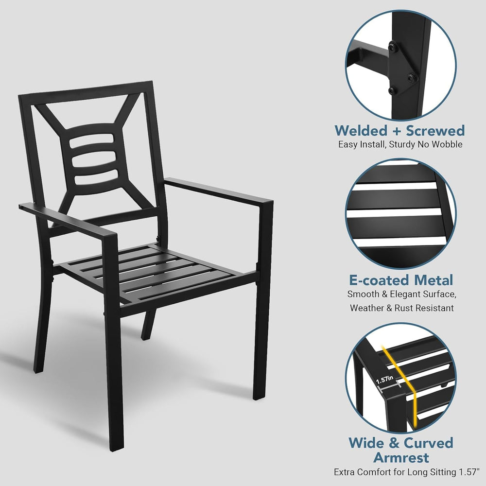 Patio Dining Chairs Set of 4, Stackable Outdoor Metal Chairs