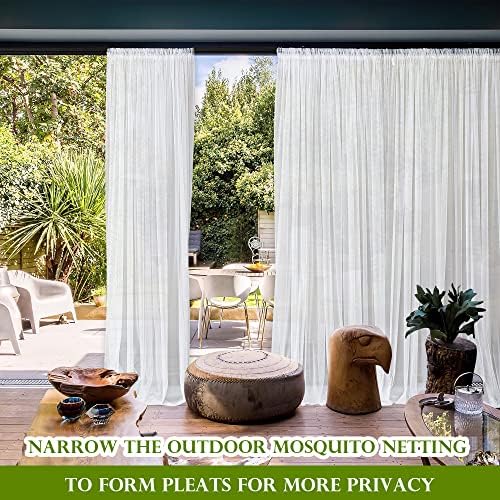 RYB HOME Mosquito Netting Outdoor Curtains for Patio Waterproof, 2 Panels