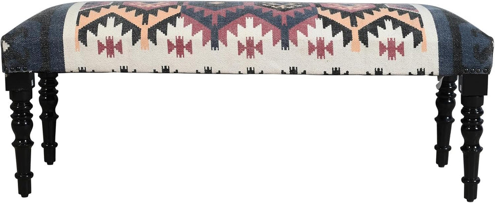 LR Home Upholstered Bench for Bedroom End of Bed |Southwestern Vintage Ottoma...