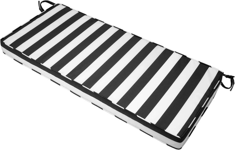 Mrsenloi Outdoor Bench Cushion, 48 x 16 x 3 in, Black&White, 28D Foam