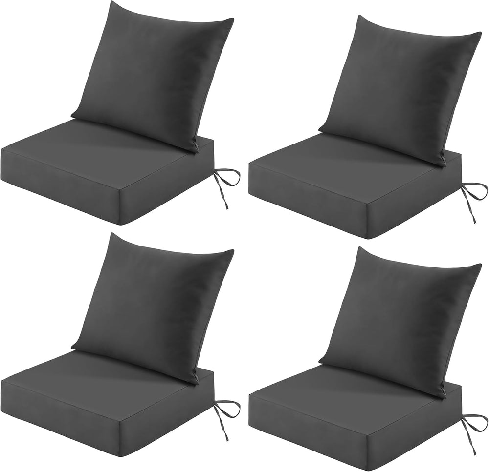Outdoor Deep-Seat Cushion Set, 24*24*5.75inch, DarkGrey, Set of 4