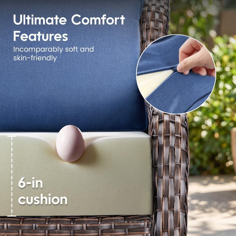Luxury 22*24*6in Outdoor Patio Cushions, 5 Pieces Navy Blue Outdoor Cushion