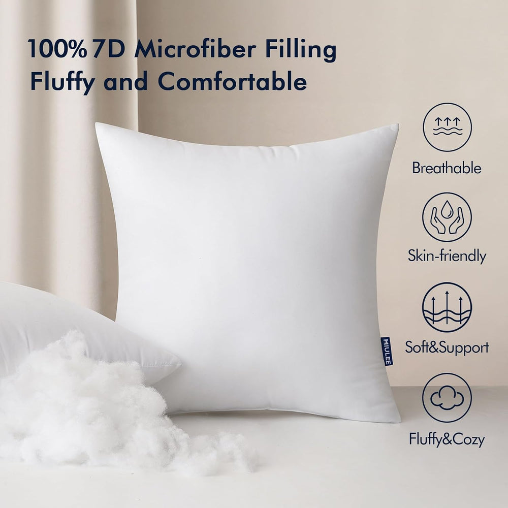 MIULEE 20x20 Inch Outdoor Pillow Inserts, Pack of 4 Waterproof Pillows
