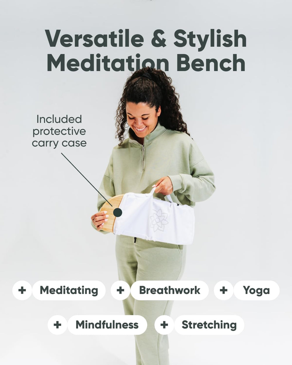 Folding Meditation Bench - Bamboo Kneeling Stool with Locking Magnetic Hinges...