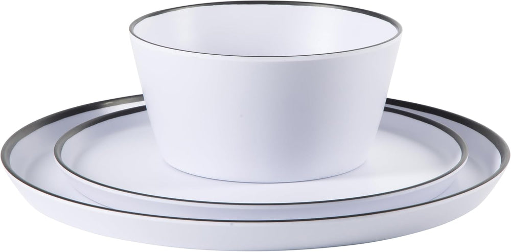 Gibson Home Folsom Shores 12 Piece Unbreakable Modern Melamine Plates and Bow...