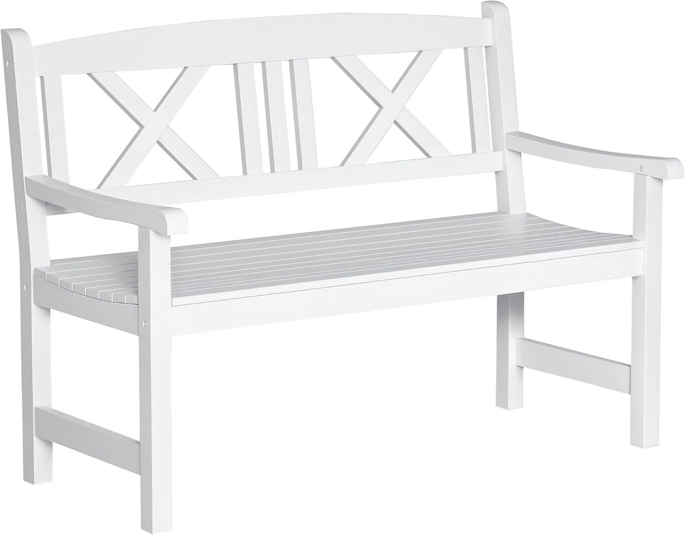 Outsunny 2-Seater Wooden Garden Bench 4FT Outdoor Patio Loveseat White