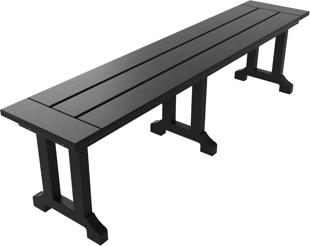 Malibu 65" Outdoor Dining Bench, All Weather Resistant Poly Lumber Patio...