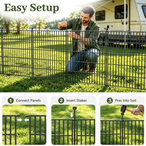 No Dig Garden Fence Outdoor for Yard, 32in (H) x 23.6ft(L)