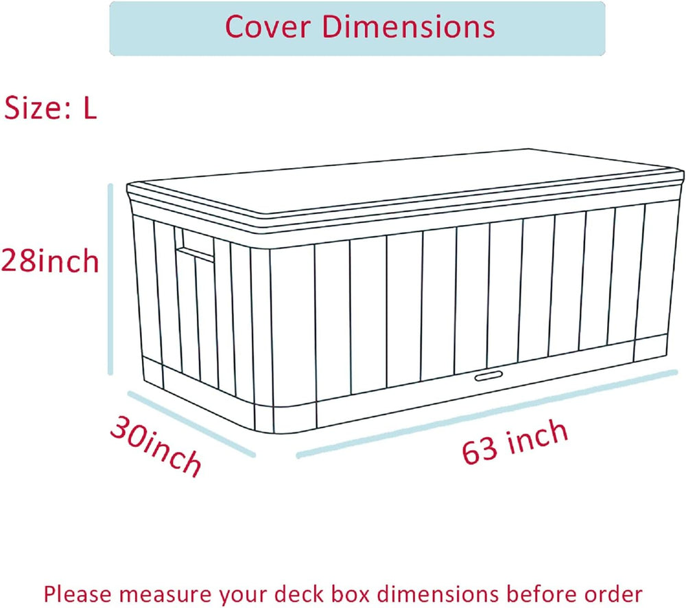 Deck Box Cover, Waterproof 600D Oxford, 63 x 30 x 28 in