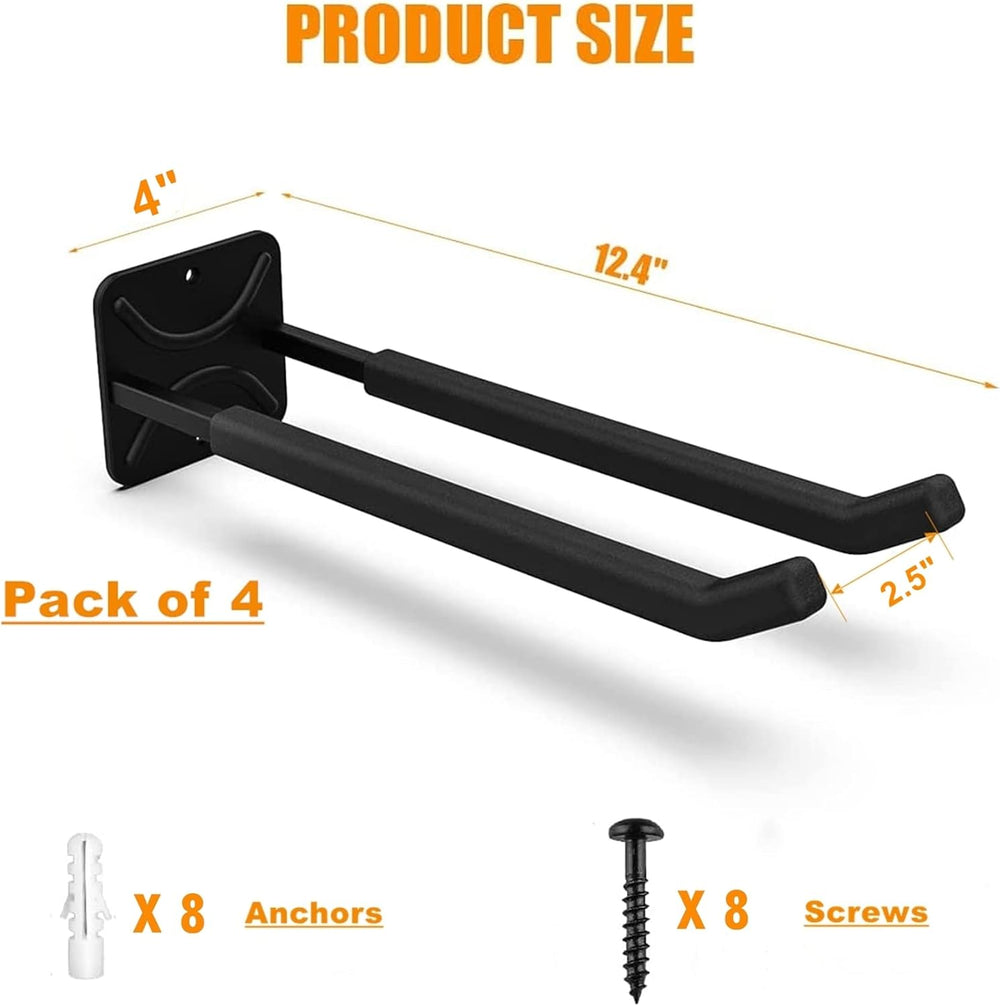 TORACK 4-Pack Garage Storage System Hooks, Wall Mount Tool Organizer