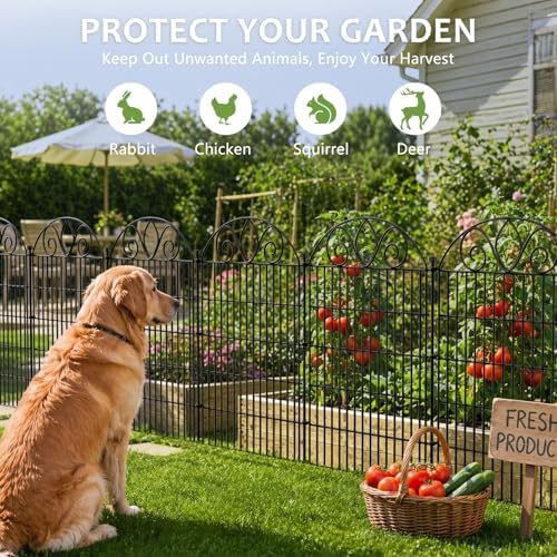 No Dig Garden Fence, Outdoor Dog Fence for Yard, 48in, 10Panels