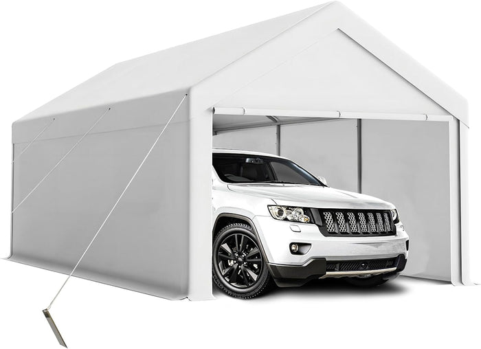 Carport 10x20ft Heavy Duty Canopy Storage Shed,Portable Garage Party Tent,Portable Garage with Removable Sidewalls & Doors All-Season Tarp for Car,Truck,Party SNC24# (W/WH)